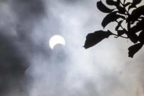 Partial Annular Solar Eclipse on October 14, 2023 Seen From Columbus, Ohio Stock Photos
