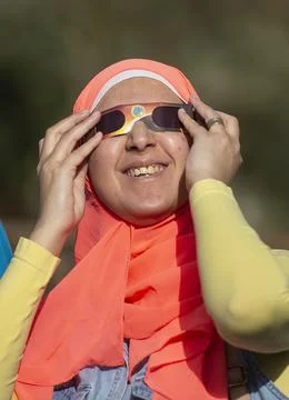 Partial annular solar eclipse seen from Cairo, Egypt - 21 Jun 2020 Foto stock