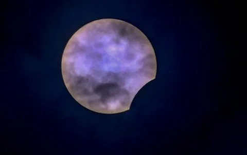Partial annular solar eclipse seen from Kokino, Republic Of North Macedonia - 21 Foto stock