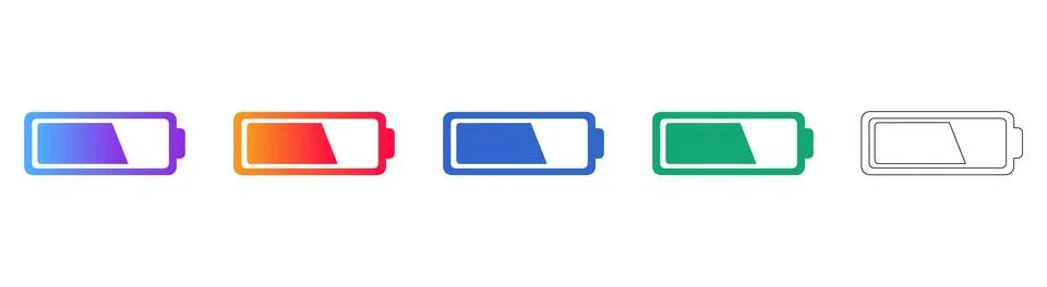 Partial Battery Charge Status Icon Set Stock Illustration