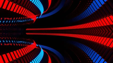 Partial Circular Moving Red and Blue Neon Lines Background VJ Loop in 4K Stock Footage 266025012