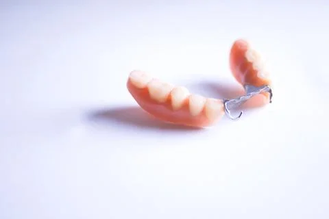 Partial denture of an elderly mouth Foto stock