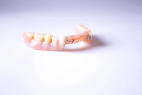 Partial denture of an elderly mouth Foto stock