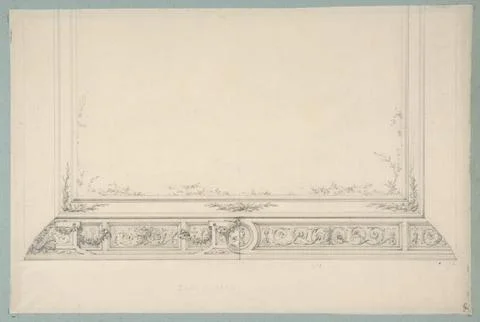 Partial design for a ceiling with alternative patterns for the borders 1830.. Stock Photos