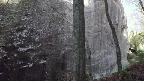 Partial Drone Orbit Near Massive Rock Cliff Showing Cliff Textures Stock Footage 327597180