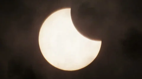 Partial Eclipse of the Annular Solar Eclipse Video stock 332802224