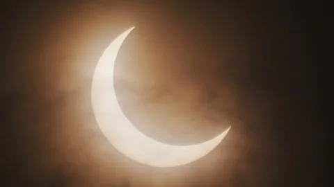 Partial Eclipse of the Annular Solar Eclipse Stock Footage 332802257