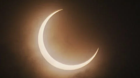 Partial Eclipse of the Annular Solar Eclipse Stock Footage 332802298