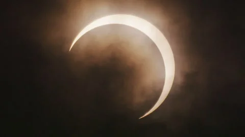 Partial Eclipse of the Annular Solar Eclipse Video stock 332802401