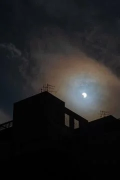 Partial eclipse,  Annular Solar Eclipse , Taipei, Taiwan Stock Photos