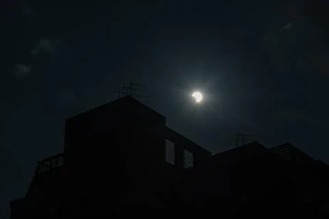 Partial eclipse,  Annular Solar Eclipse , Taipei, Taiwan Stock Photos