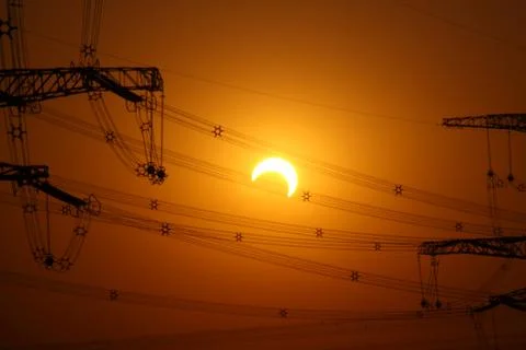 Partial eclipse in Beijing on January 15, 2010 Stock Photos