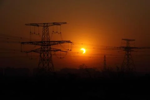 Partial eclipse in Beijing on January 15, 2010 Stock Photos