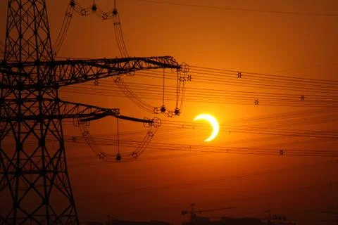 Partial eclipse in Beijing on January 15, 2010 Stock Photos