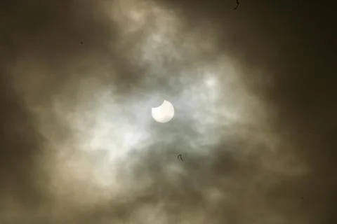 Partial Eclipse, June 2021, UK Stock Photos