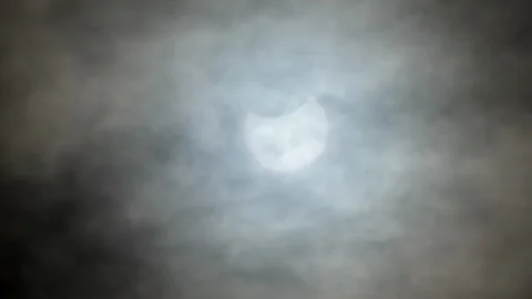 Partial Eclipse From Rhyl, Wales, United Kingdom March 29th 2025 Stock Footage 305341951