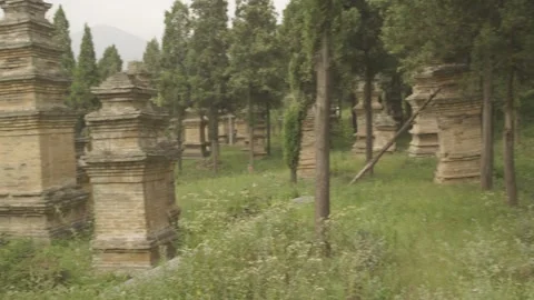 Partial Empty Space in the Pagoda Forest of Shaolin Temple in Henan Province. Stock Footage 258430789