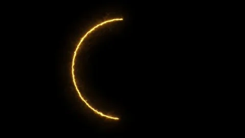 Partial glowing yellow circle with electric energy on black Stock Footage 317452922