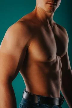 Partial image of muscle man posing in studio Stock Photos