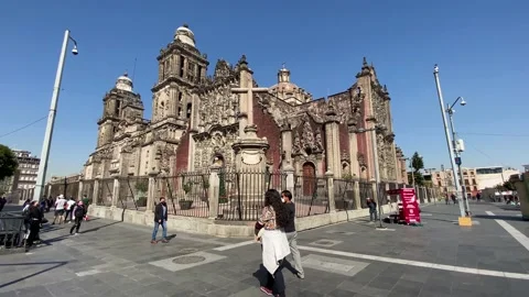 Partial lockdown in downtown Mexico City due to COVID 19, Mexico, 4K Stock Footage 146136625