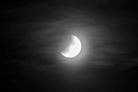 Partial lunar eclipse on 16072019 Location Stuttgart Baden Wuerttemberg Stock Photos