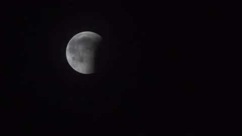 Partial Lunar Eclipse.The clouds cover the moon Stock Footage 170128567