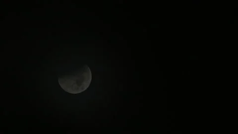 Partial Lunar Eclipse with Clouds Rolling over it - 11-08-2022 Stock Footage 222705955