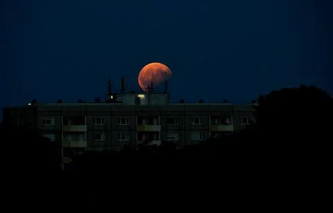 Partial lunar eclipse, Dresden, Germany - 07 Aug 2017 Stock Photos