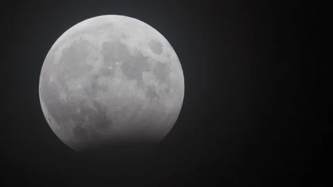Partial Lunar Eclipse on Full Moon Motion Against Dark Sky Stock Footage 261513504