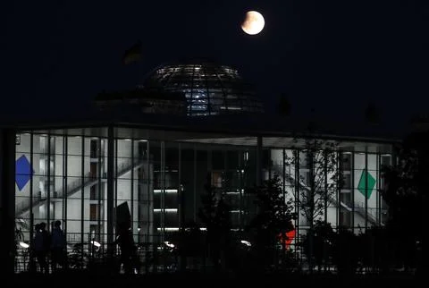 Partial lunar eclipse in Germany, Berlin - 16 Jul 2019 Stock Photos