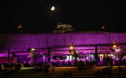 Partial lunar eclipse in Germany, Berlin - 16 Jul 2019 Stock Photos