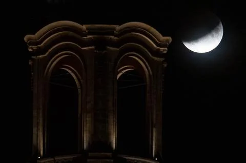 Partial lunar eclipse in Germany, Dresden - 16 Jul 2019 Stock Photos