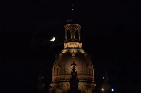 Partial lunar eclipse in Germany, Dresden - 16 Jul 2019 Stock Photos