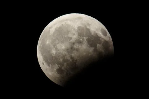 Partial lunar eclipse in Hungary, Tiszafoldvar - 07 Aug 2017 Stock Photos