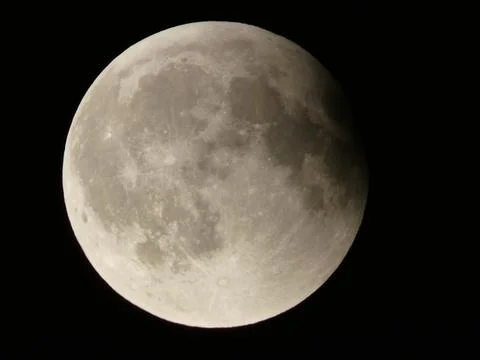 Partial Lunar Eclipse  Moon in Partial Eclipse  Half Shadowed Moon Stock Photos