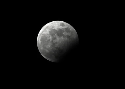 Partial lunar eclipse in Sana'a, Sanaa, Yemen - 28 Oct 2023 Stock Photos