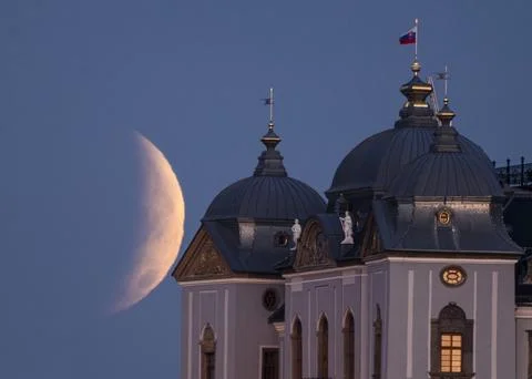 Partial lunar eclipse in Slovakia, Halic, Slovakia Slovak Republic - 28 Aug 2026 Stock Photos