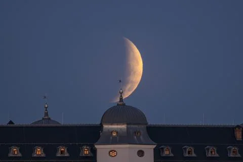 Partial lunar eclipse in Slovakia, Halic, Slovakia Slovak Republic - 28 Aug 2026 Stock Photos