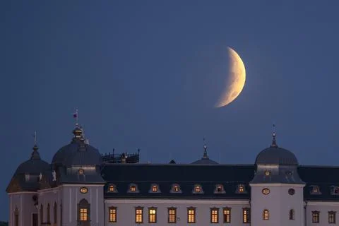 Partial lunar eclipse in Slovakia, Halic, Slovakia Slovak Republic - 28 Aug 2026 Stock Photos