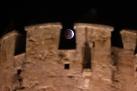 Partial lunar eclipse in Spain, Cordoba - 28 Aug 2026 Stock Photos