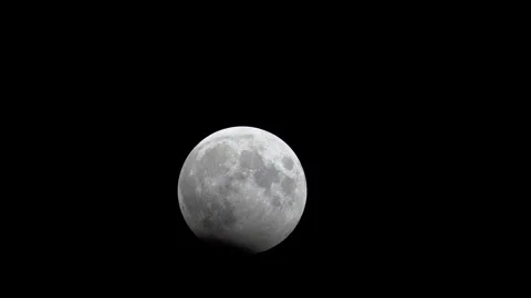 Partial lunar eclipse starting on bottom part of moon october 2023 Stock Footage 255304392