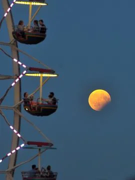 A partial lunar eclipse in Szczecin, Poland - 07 Aug 2017 Stock Photos