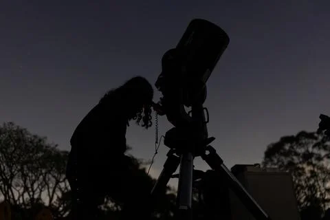 Partial lunar eclipse as viewed from Brazil, Sao Paulo - 28 Aug 2026 Stock Photos