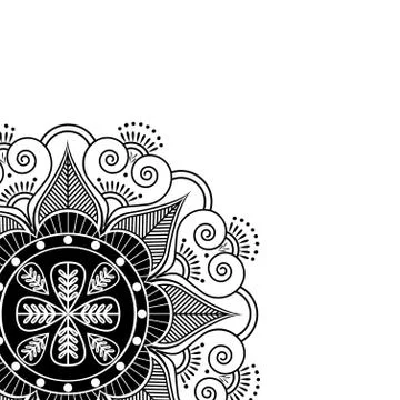 Partial manadala Indian pattern surounded with heart elements Stock Illustration