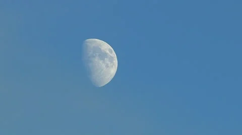 Partial Moon in Daylight Closeup Stock Footage 47976693