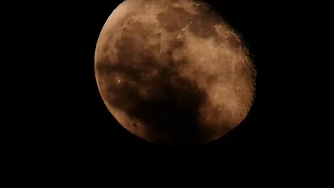 Partial Moon with Moving Clouds at Night, 2019 Stock Footage 322636403