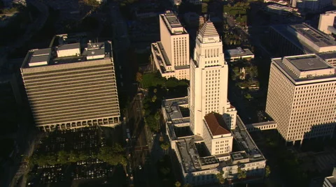 Partial orbit of Los Angeles City Hall. Shot in 2008. Stock Footage 59511934