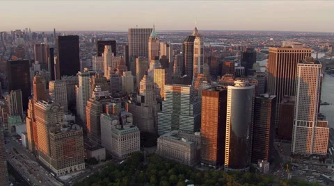 Partial orbit of Lower Manhattan in evening light. Shot in 2006. Stock Footage 59522344