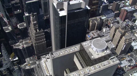 Partial orbit of Theater District rooftops in New York City. Shot in 2006. Stock Footage 59522572