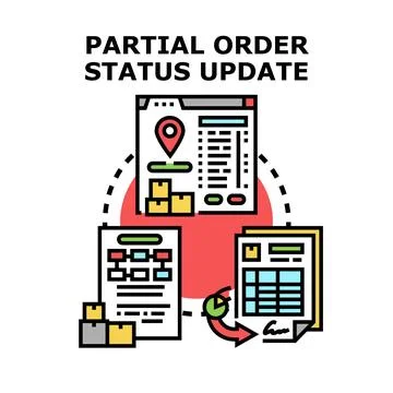 Partial order status update delivery management concept Stock Illustration